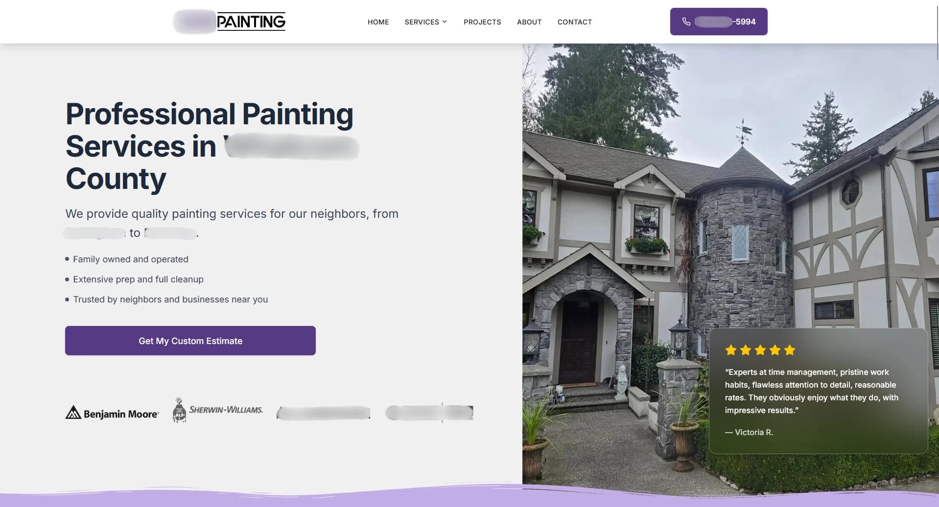Professional painter website example